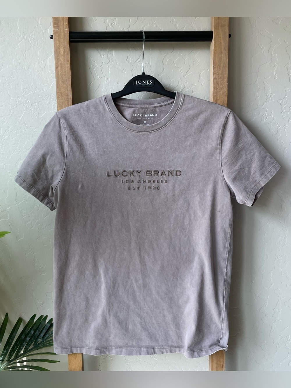 Lucky Brand Faded Taupe Logo Short Sleeve Tee